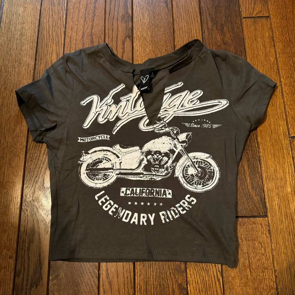 Windsor Vintage Motorcycle Crop Top - Dark Olive